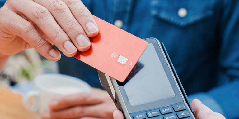 Photo of a contactless payment card transaction