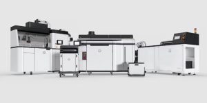 Photo of HP 3D printers to illustrate equipment used to improve yield and cut additive manufacturing costs.