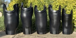 A photo of 5 prosthetics produced by ABCorp 3D printing to support Limb Kind Foundation's mission